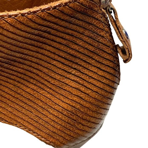 MOMA Womens Italian Leather Laser Cut Out Peep Toe Booties - Picture 8 of 12